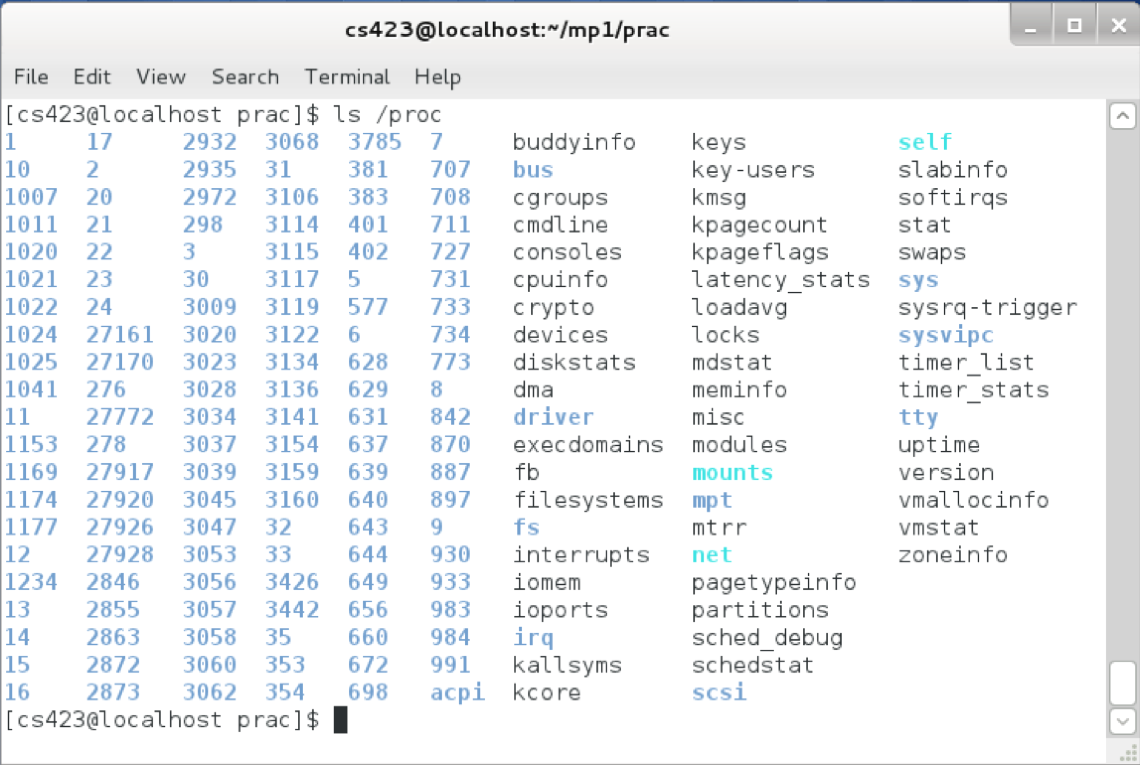 Proc file system – Various Kernel Statistics